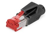 Netværkskabel - DIGITUS Hirose network connector - red & black - Sort - A-MO6-8-8-HRS-10