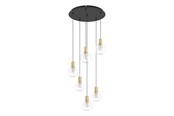 Lamper - EGLO Stars of Light TERQUE klyngependel 6L sort/børstet messing/klar - 390279