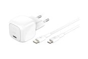 Mobil - Adaptere & Opladere - Belkin BoostCharge power adapter - compact - 24 pin USB-C - 30 Watt - with USB-C to Lightning cable (1m) - WCA008KQ1MWH-B5