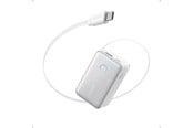Powerbank - Anker Nano Power Bank (10K 45W Built-In Retractable USB-C Cable) - White Powerbank - Hvid - 10000 mAh - A1638H21