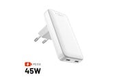 Mobil - Adaptere & Opladere - FIXED Slim Travel Charger 2x USB-C 45W EU/UK/USA/AUS White - FIXCG45S-2CD-WH
