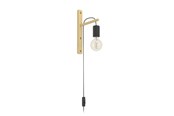 Lamper - EGLO POCKLEY VÆG E27 SORT/TRÆ FSC - 44013