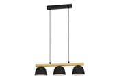 Lamper - EGLO SHERBURN LANGBORD 3L E27 SORT/TRÆ FSC - 43739