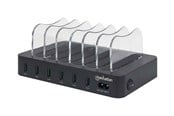 Batterier & batterigreb - IC INTRACOM Manhattan Charging Station 6x USB-A Ports Outputs: 6x 2.4A Smart IC LED Indicator Lights Black Three Year Warranty Box - M102254