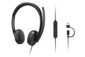 Hovedtelefoner/headset - Lenovo Wired VoIP Headset 5000 (Teams) USB-C - 4XD1R88995