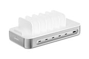 Tablet - Adaptere & Opladere - 4smarts Charging station Team 100W 1x USB-A port 5x USB-C ports includes 6 cables silver - 541281