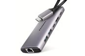 USB hub - AXAGON Combo 6-in-1 USB-C 10 Gbps HUB USB hub - USB 3.2 - 6 ports - Sølv - HMC-6G2L