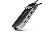 USB hub - AXAGON Glass 6-in-1 USB-C 5 Gbps Hub USB hub - USB 3.2 - 6 ports - Sort - HMC-6GLN
