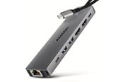 USB hub - AXAGON Dual 4K Display USB-C 5 Gbps 7-in-1 HUB USB hub - USB 3.2 - 7 ports - Grå - HMC-7HX2