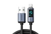 USB kabel - Joyroom Prism Series A16 Lightning / USB-A Cable 2.4A 1.2m with LED Display - Black - S-AL012A16