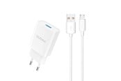 Mobil - Adaptere & Opladere - Dudao A4EU USB-A 2.1A wall charger - white + USB-A - micro USB cable - 6976625331963