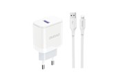 Mobil - Adaptere & Opladere - Dudao A20EU USB-A 18W network charger - white + USB-A - Lightning cable - 6976625331994