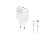 Mobil - Adaptere & Opladere - Dudao GaN A30EUL 30W USB-A / USB-C Wall Charger + USB-C - Lightning Cable - White - 6976625332816