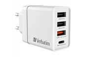 Mobil - Adaptere & Opladere - Verbatim 30W 4-Port USB Wall Charger - White - 49701