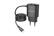 Mobil - Adaptere & Opladere - Dudao  charger 2x USB with built-in 12W Lightning cable black (A2ProL black) - 6970379610633