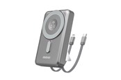 Powerbank - Dudao K29 10000mAh PD 20W MagSafe Power Bank with Metal Case Stand and Built-in USB-C/ Lightning Cables - Gray Powerbank - Grå - 10000 mAh - 6977196680245