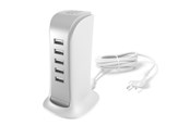 Mobil - Adaptere & Opladere - Dudao 5x USB charger with built-in EU power cable white (A5EU) - 6977196682638