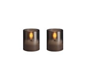 Boligindretning - Moods & More LED glass candle - Hurricane - Charcoal - 47x57 mm - 2 pcs - M70-CC047057