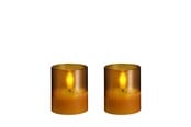 Boligindretning - Moods & More LED glass candle - Hurricane - Honey Mustard - 47x57 mm - 2 pcs - M70-HM047057