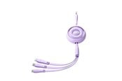 USB kabel - Joyroom Colorful Series S-A40 Cable Retractable 3in1 USB-A - USB-C / Lightning / Micro USB 1m - Purple - S-A40_P
