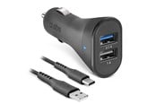 Mobil - Adaptere & Opladere - SBS USB C biloplader kit - 1A + 2.1A - 1m - Sort - TEKITCRC2U21AUL