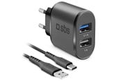 Mobil - Adaptere & Opladere - SBS 2100 mAh oplader - 1m USB - USB C kabel - Sort - TEKITTRC2U2AFASTK