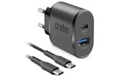 Mobil - Adaptere & Opladere - SBS 18W oplader - USB-C kabel - Sort - TEKITTRPDCCK
