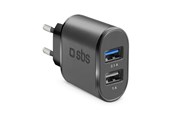 Mobil - Adaptere & Opladere - SBS 3100 mAh oplader - 2.1A + 1A - Sort - TETR2USB31AFAST