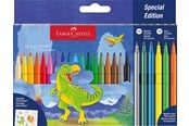 Skrive- og Tegneværktøjer - Faber-Castell Tusser Dinosaur+Sticker 18+3 metallic+3neon - 554222