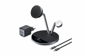 Mobil - Adaptere & Opladere - Anker Prime trådløs opladningsstation (3-i-1 MagGo AirCool dock-stativ) – sort - B25X7G11