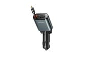 Mobil - Andet Tilbehør - Joyroom JR-CCL07 3-in-1 Car Charger with Built-in Retractable Cable - Dark Gray - JR-CCL07