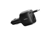 Mobil - Adaptere & Opladere - Belkin BOOSTCHARGE 75W Car Charger with Retractable USB-C Cable - CCC001HQBK