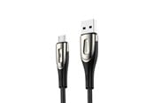USB kabel - Joyroom Sharp Series S-M411 USB-A / micro USB 3A 1.2m Cable with Charging Indicator - Black - S-M411_1.2