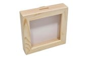 Trælegetøj - Playwood Wooden Money Box Plexiglass with White Back Small - SL228D-plexismall