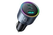 Mobil - Adaptere & Opladere - Joyroom JR-CCN07 145W Car Charger 2xUSB-C USB-A + 100W USB-C Cable - Dark Grey - 6956116764968