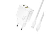 Mobil - Adaptere & Opladere - Dudao A26TCEU PD QC 25W GaN USB-A USB-C wall charger with USB-C cable - white - 6976625334094