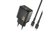 Mobil - Adaptere & Opladere - Dudao  A27TCEU PD 30W GaN USB-A USB-C wall charger with USB-C cable - black - 6976625334230