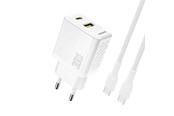 Mobil - Adaptere & Opladere - Dudao A27TCEU PD 30W GAN USB-A USB-C wall charger with USB-C cable - white - 6976625334223