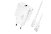 Mobil - Adaptere & Opladere - Dudao A27STEU 25W GaN USB-A wall charger with USB-A cable - USB-C - white - 6976625334872