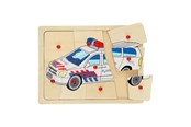 Puslespil - Playwood Wooden Knob Puzzle Police 9 pcs. Wood - RS241-POL