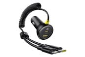 Mobil - Adaptere & Opladere - Baseus Circular 60W USB-A + USB-C Car Charger with Built-in Lightning + USB-C Cable 1.4m - Black - C00035902121-01