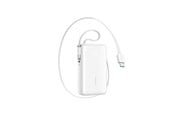 Powerbank - Joyroom JR-PR2 35W 10000mAh Power Bank with Retractable USB-C Cable and Built-in Lightning Cable - White Powerbank - Hvid - 10000 mAh - JR-PR2 white
