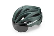Cykeltilbehør - Rockbros Bike Helmet with Visor Detachable UV Protective Goggles Unisex - Green - 8386824304053