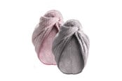 Velvære - PARSA 2 x microfiber hårturban - Grå og rosa - P00002800-111