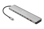 USB hub - Sandberg USB-C to 8xUSB-C+2xUSB-A 100W USB hub - 10 ports - Grå - 136-80