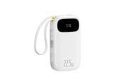 Powerbank - Baseus EnerFill FC31 10000mAh 22.5W Power Bank with Digital Display with 2 Built-in Cables - White Powerbank - Hvid - 10000 mAh - P10082106213-00