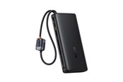 Powerbank - Baseus EnerFill FC41 25000mAh 145W Power Bank with Digital Display and Built-in Dual USB-C Cable - Black Powerbank - Sort - 25000 mAh - E0028H03