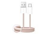 USB kabel - Puro Fabrik 10W braided USB-A - USB-C 1.5m - beige - PUCAC10WFABK415MTBEG