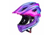 Cykeltilbehør - Rockbros TT-32SBPP-M children's bicycle helmet with removable chinbar size M - purple-pink - TT-32SBPP-M