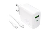 Mobil - Adaptere & Opladere - Puro Daily Prolite 45W USB-C USB-A Power Delivery Charger with USB-C Cable - White - PUTCUSBAC45WDYKCCWHI